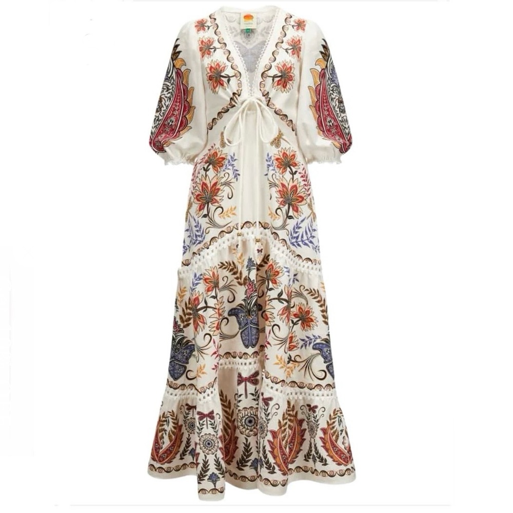 Farm Rio Boho Glam Floral Maxi Dress XS NWT - Picture 5 of 16